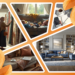 Warm collage illustrating the emotional atmosphere of womanhood, home, and financial vulnerability: a Muslim woman browsing rugs and fabric in a store, children resting on a worn family sofa, coffee and budgeting notes beside a calculator, a cozy lived-in couch with a laptop and tea, and a beautiful dream living room with new sofas and a large rug. The collage reflects the longing for softness, beauty, dignity, and emotional ease inside ordinary family life.