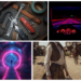 “Retro-inspired collage capturing the imaginative world of 80s and 90s television nostalgia: MacGyver-style survival tools and multitools scattered on a workbench, a neon-lit futuristic car dashboard inspired by Knight Rider, a glowing sci-fi time portal reminiscent of Quantum Leap, and a Wild West cowgirl figure standing in a dusty frontier town. The collage reflects childhood imagination, imported television culture, adventure fantasies, and the cinematic inner worlds children created before the internet era.”